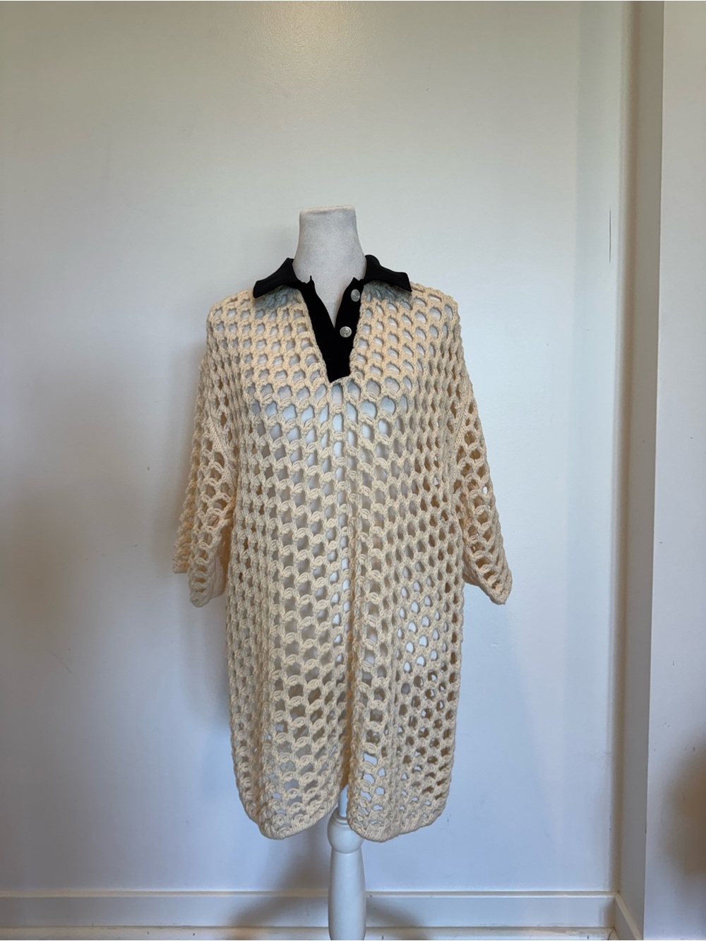 3.1 Phillip Lim Cream Open-Weave Crochet Cardigan